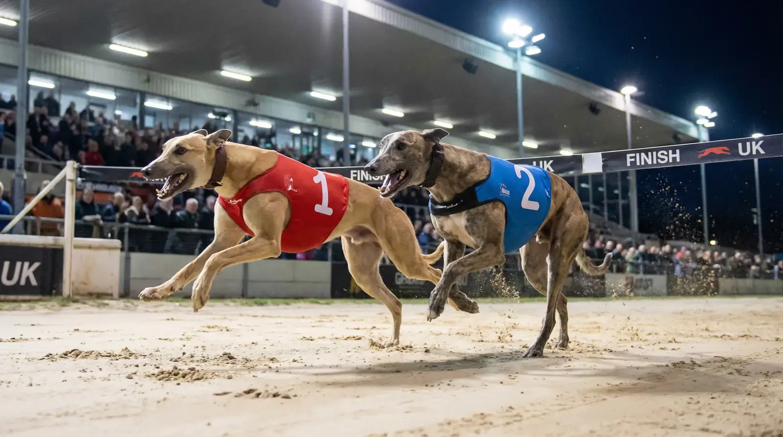 Forecast bet slip for greyhound racing showing first and second place selections