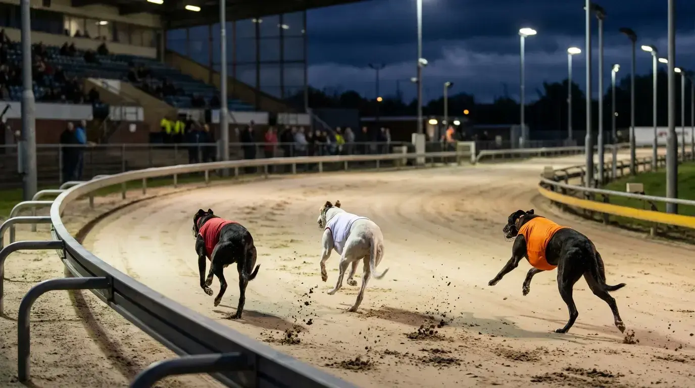 Greyhound racing lines diagram showing rails middle and wide running positions